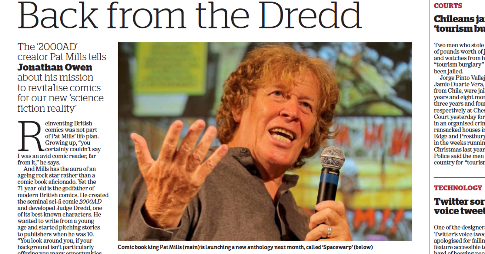 Back from the Dredd Pat Mills interview in i paper